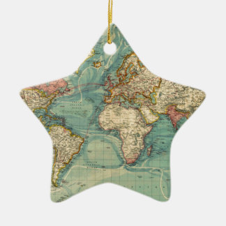 Ornement En Céramique Carte du monde vintage