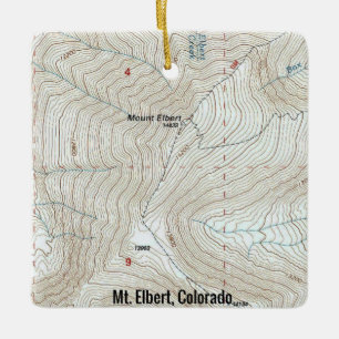 Ornement En Céramique Carte du mont Elbert CO Topo