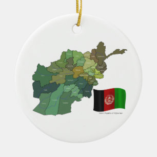 Ornement En Céramique Carte et drapeau de l'Afghanistan