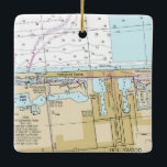 Ornement En Céramique Carte Hollywood Beach Florida<br><div class="desc">Hollywood Beach Florida carte nautique ornement de Noël.</div>