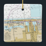 Ornement En Céramique Carte Hollywood Beach Florida<br><div class="desc">Hollywood Beach Florida carte nautique ornement de Noël.</div>