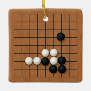 Ornement En Céramique Carte Igo 9x9 avec pierres personnalisées