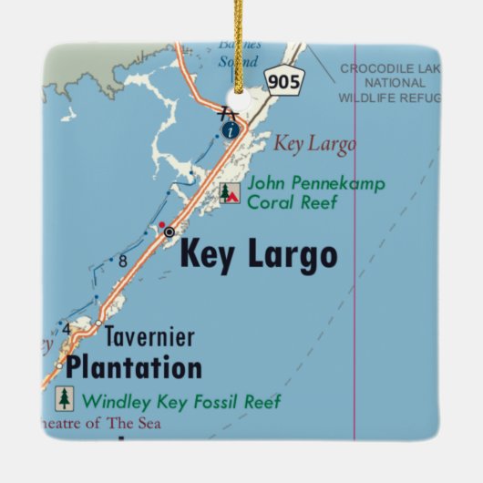 Ornement En Céramique Carte Key Largo Florida (Dos)