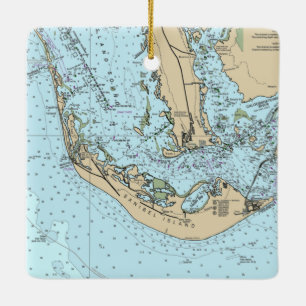 Ornement En Céramique Carte marine de l'île Sanibel