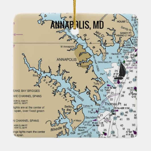 Ornement En Céramique Carte MD Annapolis (Dos)