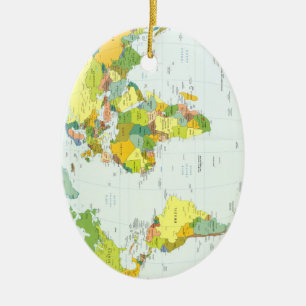 Ornement En Céramique Carte mondiale Globe Pays Atlas