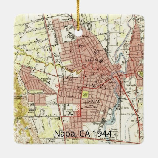 Ornement En Céramique Carte Napa CA 1944 (Dos)