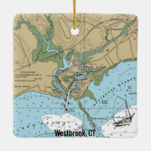 Ornement En Céramique Carte nautique Westbrook CT