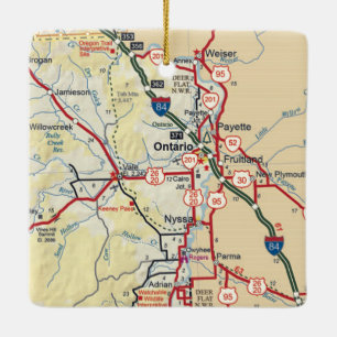 Ornement En Céramique Carte Ontario OU Vintage