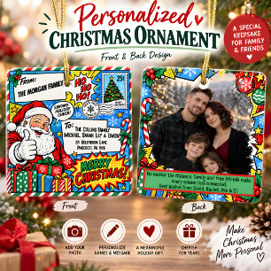 Ornement En Céramique Carte postale de Noël en bande dessinée personnali