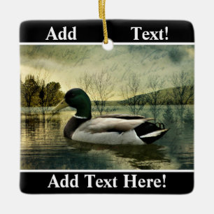 Ornement En Céramique Carte postale Patinée vintage Mallard Duck