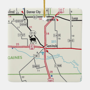 Ornement En Céramique Carte routière de Seminole TX