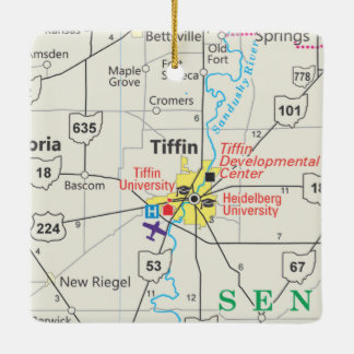 Ornement En Céramique Carte routière du Tiffin Ohio