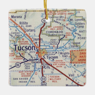 Ornement En Céramique Carte routière Vintage de Tucson