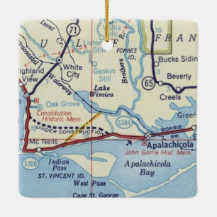 Ornement En Céramique Carte Vintage Apalachicola