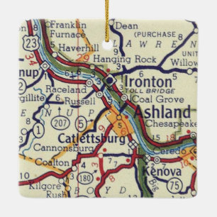 Ornement En Céramique Carte Vintage Ashland KY