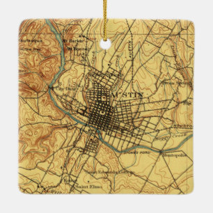 Ornement En Céramique Carte Vintage Austin Texas 1910