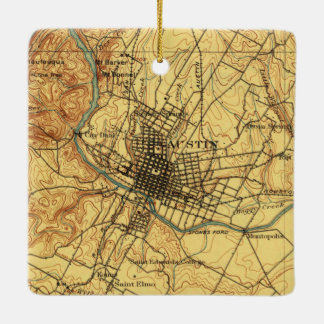 Ornement En Céramique Carte Vintage Austin Texas 1910