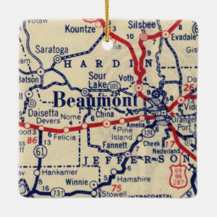 Ornement En Céramique Carte Vintage Beaumont TX