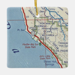 Ornement En Céramique Carte Vintage Big Sur