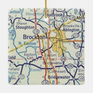 Ornement En Céramique Carte Vintage Brockton MA