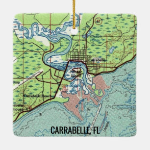 Ornement En Céramique Carte Vintage Carrabelle FL
