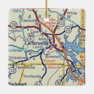 Ornement En Céramique Carte Vintage Cartersville GA