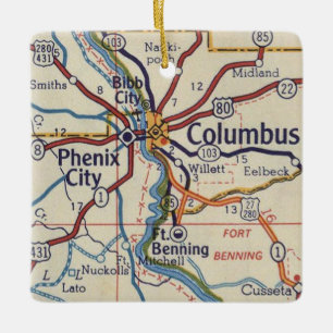 Ornement En Céramique Carte Vintage Columbus GA