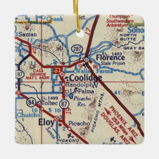 Ornement En Céramique Carte Vintage Coolidge Arizona