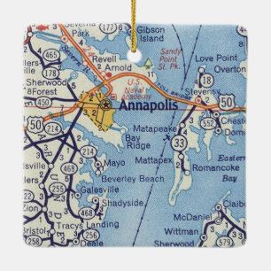 Ornement En Céramique Carte Vintage d'Annapolis MD