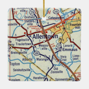 Ornement En Céramique Carte Vintage de Allentown PA