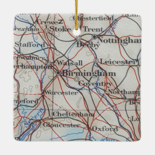 Ornement En Céramique Carte Vintage de Birmingham Angleterre