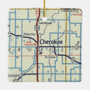Ornement En Céramique Carte Vintage de Cherokee Iowa