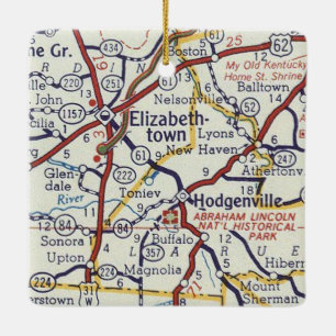 Ornement En Céramique Carte Vintage de Elizabethtown