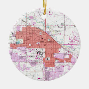 Ornement En Céramique Carte vintage de Fort Collins le Colorado (1960)