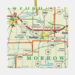 Ornement En Céramique Carte Vintage de Galion Ohio
