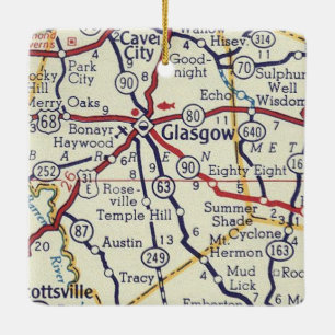 Ornement En Céramique Carte Vintage de Glasgow KY