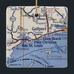 Ornement En Céramique Carte Vintage de Gulfport MS<br><div class="desc">L'ornement de Noël de Gulfport Mississippi fait avec la feuille de route vintage de 1955.</div>