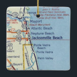 Ornement En Céramique Carte Vintage de Jacksonville Beach<br><div class="desc">Décor de Noël pour Jacksonville Beach Florida et Neptune Beach sur la carte vintage.</div>