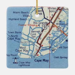 Ornement En Céramique Carte Vintage de la NJ du Cap May