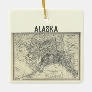 Ornement En Céramique Carte vintage de l'Alaska
