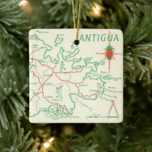 Ornement En Céramique Carte vintage de l'île d'Antigua