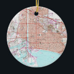 Ornement En Céramique Carte vintage de Long Beach la Californie (1964)<br><div class="desc">C'est une carte vintage de Long Beach la Californie à l'origine produite en 1964.</div>