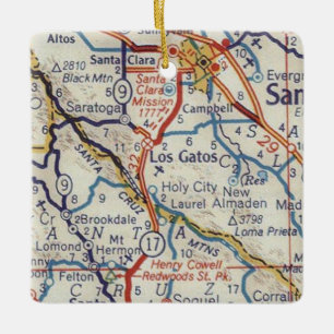 Ornement En Céramique Carte Vintage de Los Gatos