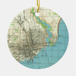 Ornement En Céramique Carte vintage de Pensacola la Floride (1944)