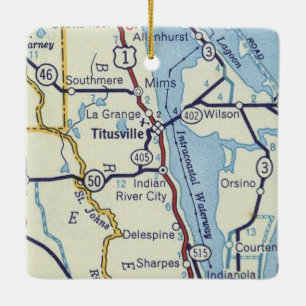 Ornement En Céramique Carte Vintage de Titusville FL