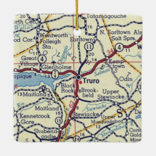 Ornement En Céramique Carte Vintage de Truro Nouvelle-Écosse