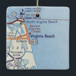 Ornement En Céramique Carte Vintage de Virginia Beach<br><div class="desc">L'ornement de Noël de Virginia Beach a été réalisé avec une carte vintage des années 1950,  avant les autoroutes inter-États.</div>