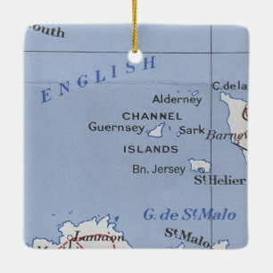 Ornement En Céramique Carte Vintage des îles Anglo-Normandes