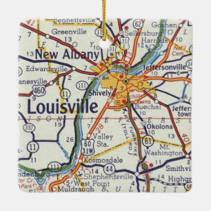 Ornement En Céramique Carte Vintage du KY de Louisville